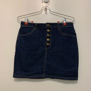 Forever 21 Indigo Denim Skirt with Button Detail
